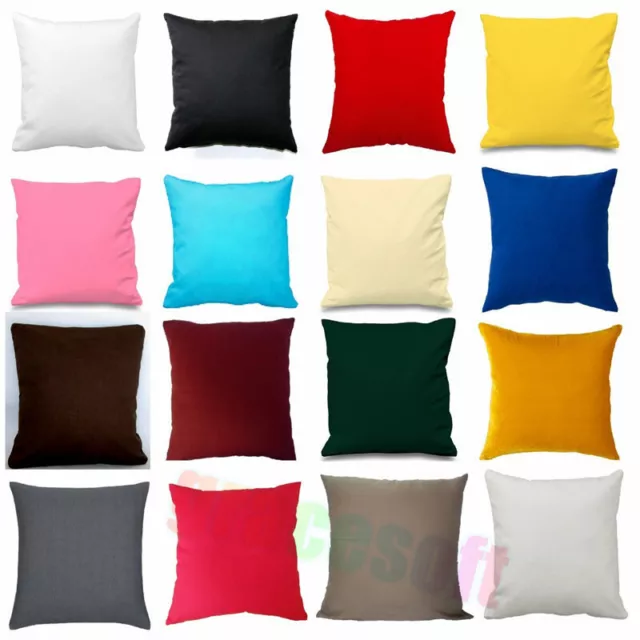 Plain Poly Cotton Cushion Cover Throw Pillow Case Sizes 16"x16" Sofa Home Decor