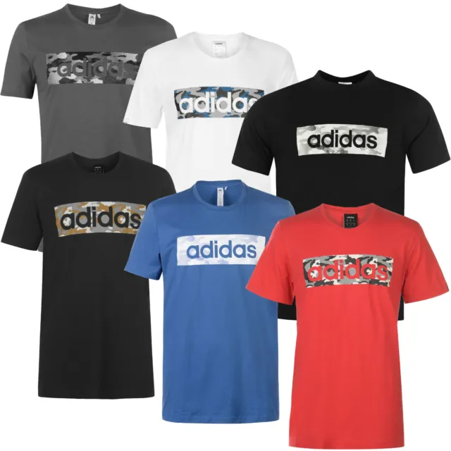 Adidas Uomo T-Shirt Mimetici Linear Té Camicia Cotone Logo Mimetico S XXL Nuovo