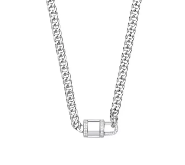 Collier en argent sterling 925 avec cadenas CZ. Cadeau de Noël pour son...