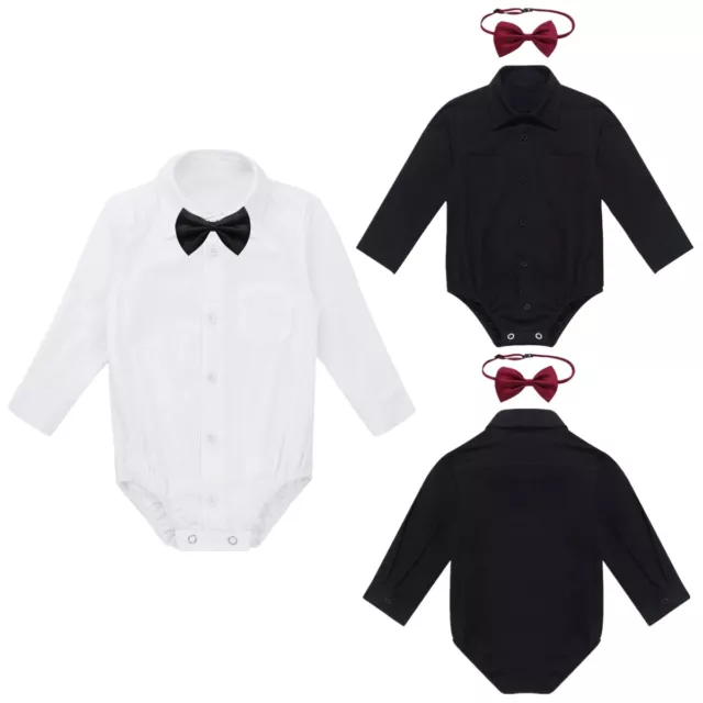 Camicia da gentiluomo neonato bambini romper tuta formale cravatta abiti