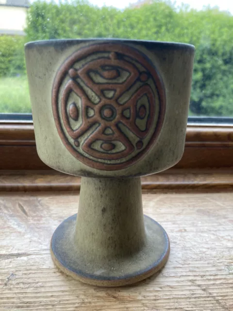 Vintage Collectable 1960 Tremar  Pottery Cornish Stoneware Goblet Celtic Design