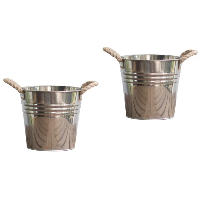 2 pcs Stahl Eimer Pflanzer Rustikalen Krug Verzinktem Metall Eimer