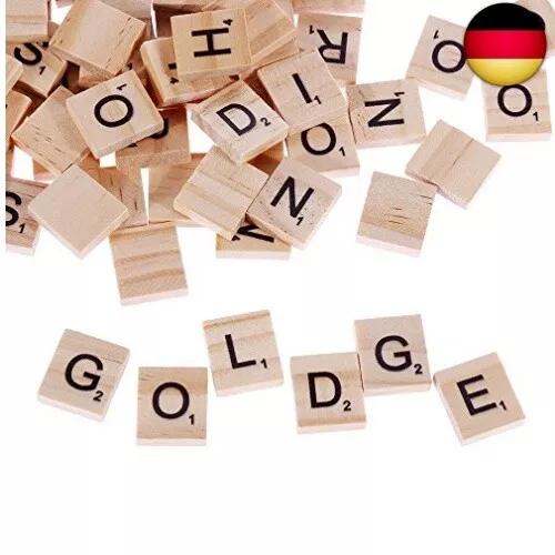 100 Stück Scrabble Buchstaben Holz Buchstabe Fliesen zum Spielen, Lesen für V