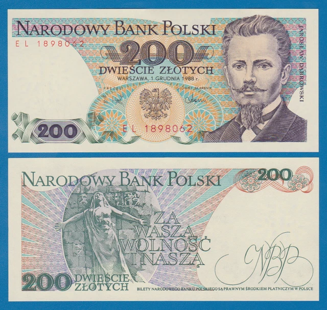 Poland 200 Zlotych P 144c 1988 UNC Polska ( P 144 c )