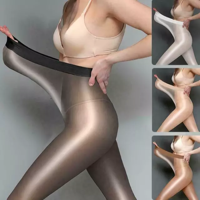 Women Lady Sheer to waist Sexy Oil Shine Glossy Pantyhose Stockings Tights