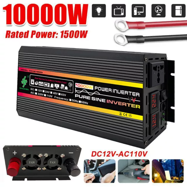 10000W Car Power Inverter DC 12V-110V Pure Sine Wave Inverter for Home & RV 60hz