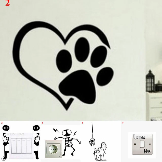 Cat Dog New Wall Decal Mural Cute Children Switch Stickers Kids Room Decoration