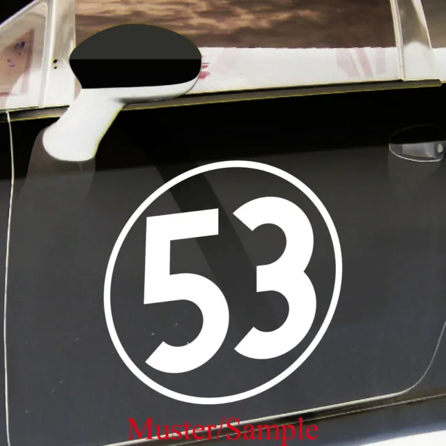 Sticker Tattoo 53 White 40cm Car Film Racing Start Number Herbie No
