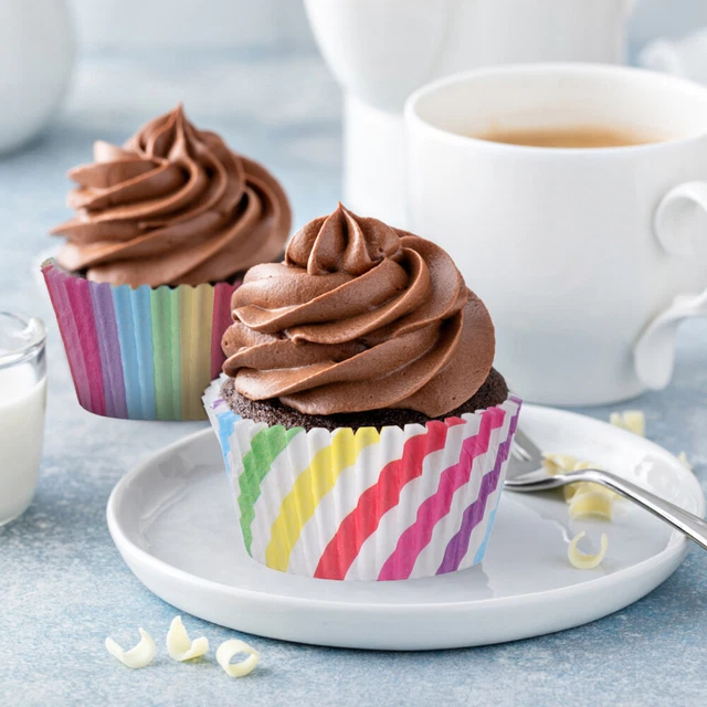 200 Pcs Paper Oil Resistant  Small Rainbow Cupcake Wrappers Cupcake Liners