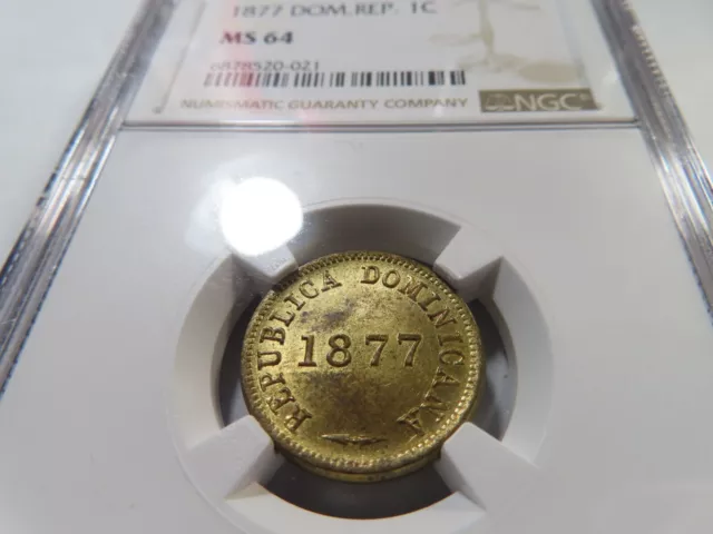 E73 Dominican Republic 1877 Centavo NGC MS-64