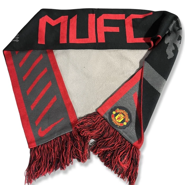 Manchester United Nike Football Scarf Soccer Mufc Red Gray