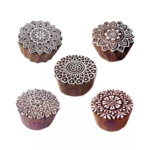 Indisch Designs Runden und Mandala Blöcke Drucken Holz Stempel (Set von 5)