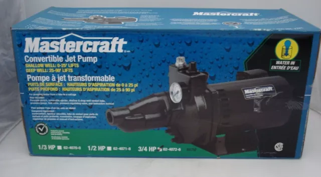 Mastercraft 3/4hp Cast Iron Convertible Jet Pump 561472 Shallow Deep Well 2 2