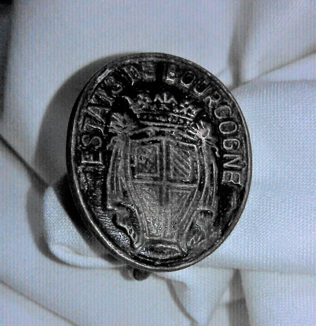 BAGUE médiévale des"ESTATS DE BOUGOGNE" -probable authentique-1356 à 1789-blason