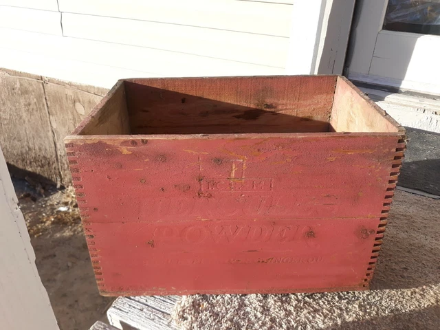 Vintage High Explosives Crate Hercules Powder Red Dynamite Wood Box Crate Rare