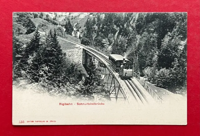 AK SCHWEIZ um 1900 Rigibahn Schnurtobelbrücke Eisenbahn     ( 128512