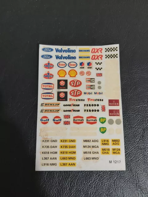 Scalextric Original Mighty Metro Decal Sheet, Waterslide, 80s? 90s?