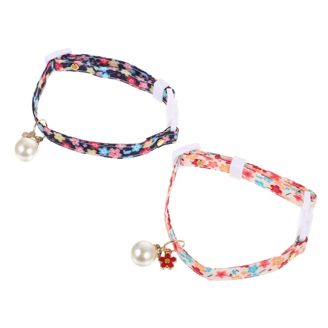 2 Pz Collare Gatto con Perla Collo Cosplay Regolabile Cani Campana Little Summer The