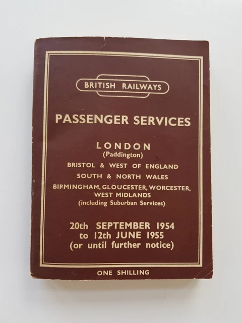 BRITISH RAILWAYS WESTERN Region Passenger Timetable Sep 1954 inc Map £