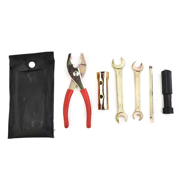 5Pcs Motorcycle Tool Kit Pliers Wrench Spark Plug Remover Aluminum Alloy + Bag