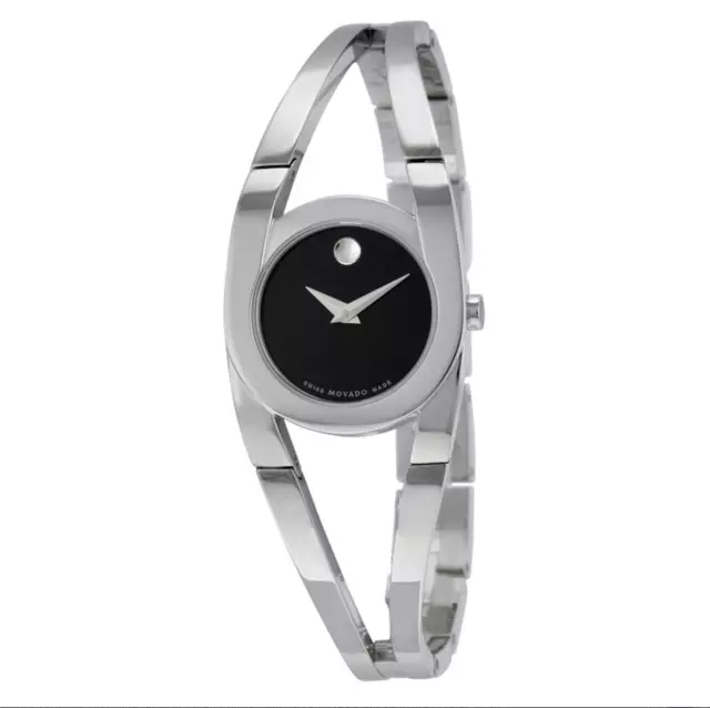 Orologio Movado Amorosa Quadrante Nero Acciaio Inox Donna Nuovo 0606394