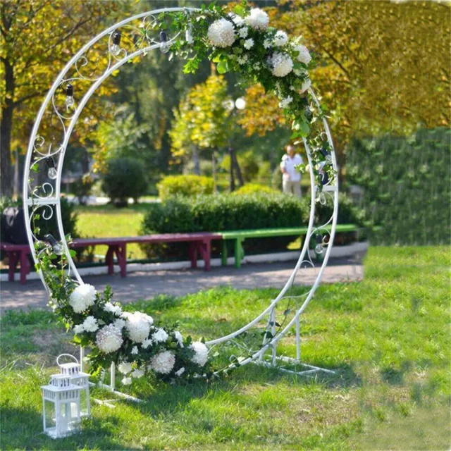 Large White Metal Round Wedding Arch Backdrop Flower Display Stand Balloons Rack