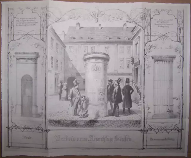 Berliner Litfaß Säulen 1854 Berlin Werbung Reklame Plakat Graphik Litfaßsäule RP