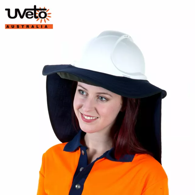 UVeto Brim 'N Shade Hard Hat Sun Protection Wide Brim with Flap UPF 50+