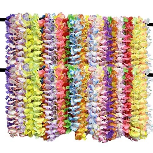 12 Counts Hawaiian Leis Flower, Leis Necklace Hawaiian For Kids or Adults n