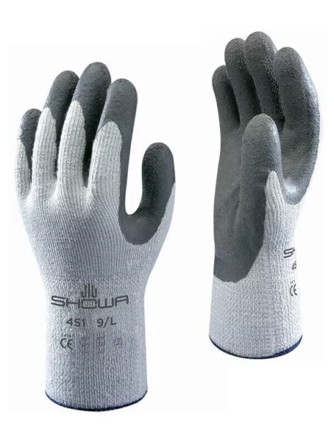 10 x SHOWA 451 M Thermo Winter Warm Cold Grip Gloves Latex Palm Coated Gardening