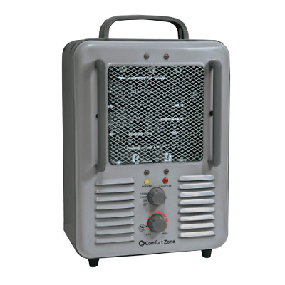 Comfort Zone 1,500-Watt Milk house Style Fan Electric Portable Heater, Gray