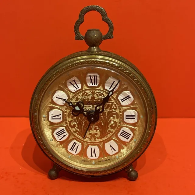 Vintage Linden Gold Filigree Alarm Clock West Germany - Working - Beautiful!