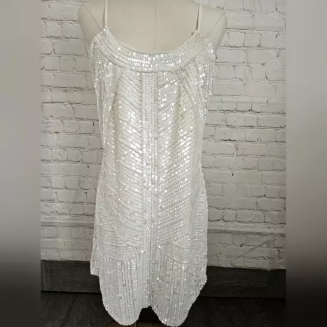 Stunning Parker White Silk Sequin Dress | XS | NWT