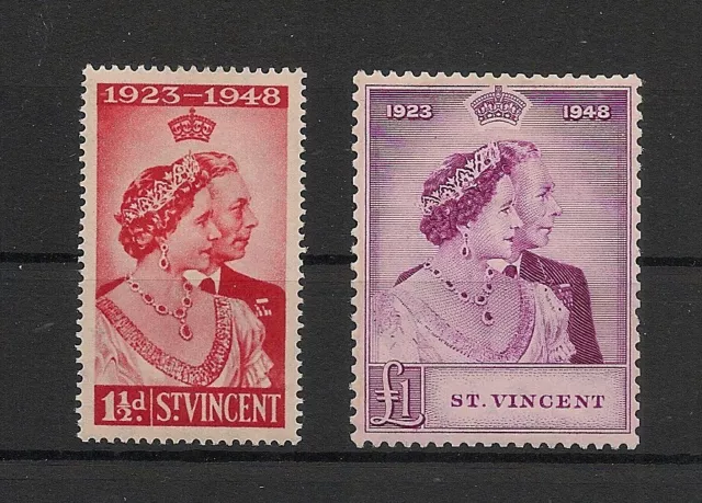 St Vincent 1948 KGVI Royal Silver Wedding Set Mint Hinged