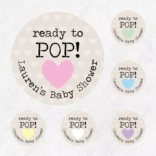 Baby Shower Personalised Stickers Ready to Pop Labels Favours Popcorn Thank You