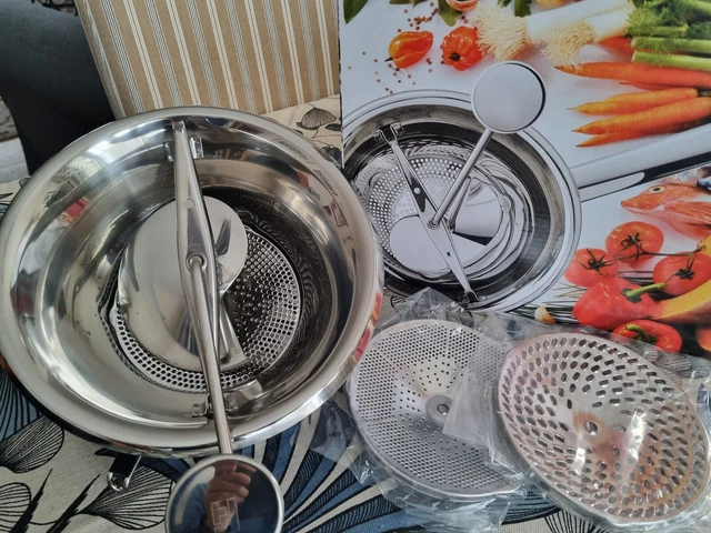 Moulin à Légumes « Handy » 16-26cm En Acier Inoxydable Et Plastique Blanc Comprend Une Grande Palette Et 2 Disques 8595028484205