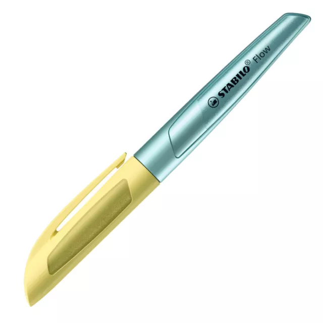 Füller - STABILO Flow COSMETIC in metallic blau/gelb - Einzelstift - inklusive P