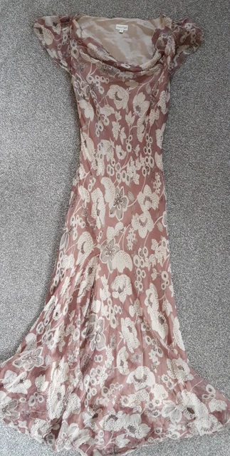 phase eight 12 silk dress delicate elegant summer wedding party lined glass bead