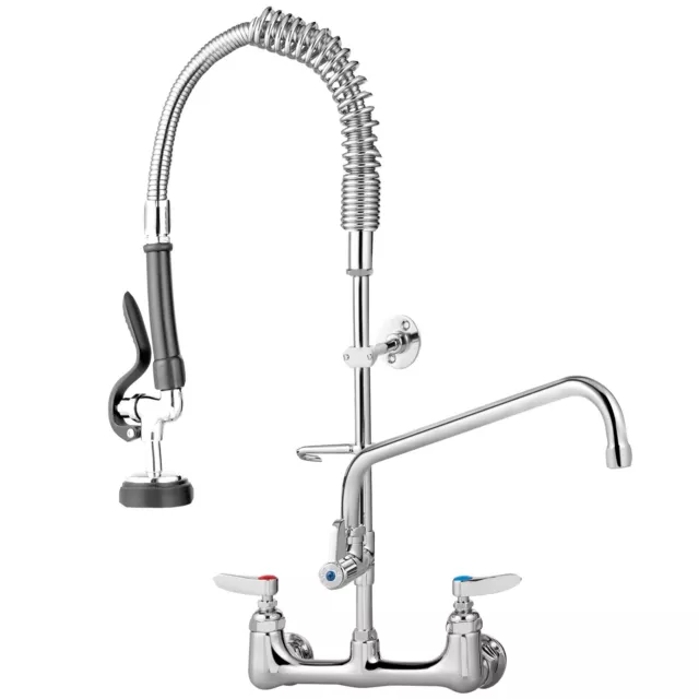 VEVOR Commercial Pre-rinse Faucet Wall Mount Kitchen Sink Faucet 36" w/ Sprayer