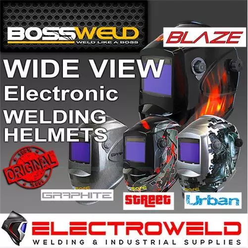 BossSafe Graphite Wide View Welding Helmet Auto Darkening Mig Tig Bossweld 70020