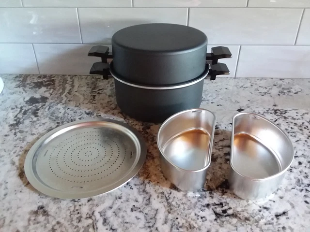 Vtg Miracle Maid Dutch Oven 6qt. Nonstick Stock Pot Dome Lid Steamer Insert Pans