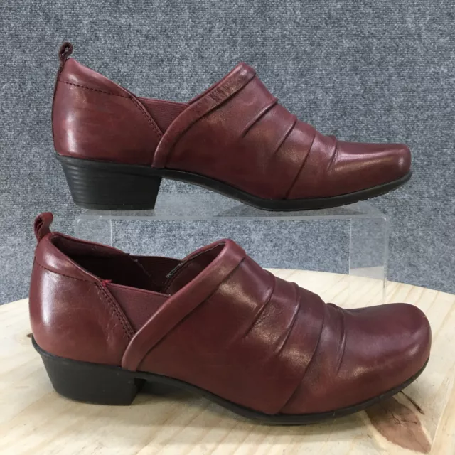 Earth Shoes Womens 8 B Sage Merlot Comfort Slip On Red Leather Cuban Heels