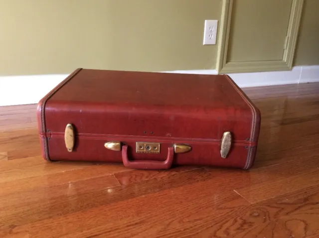 MCM hard shell suitcase vintage red brown Samsonite Streamlite luggage 21”