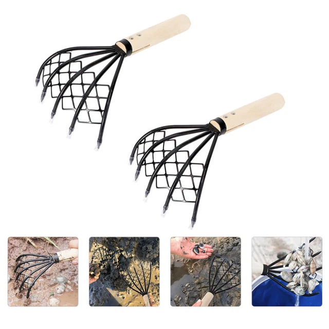 2pcs -Rake -Krallen Handscharke mit Maschennetz langes Griff Muschel