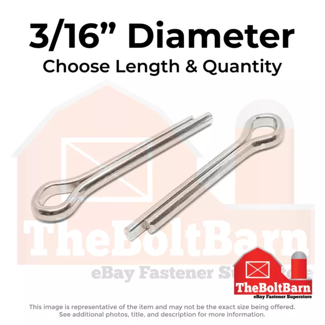3/16" Stainless Extended Prong Cotter Pin (Choose Length & Qty)