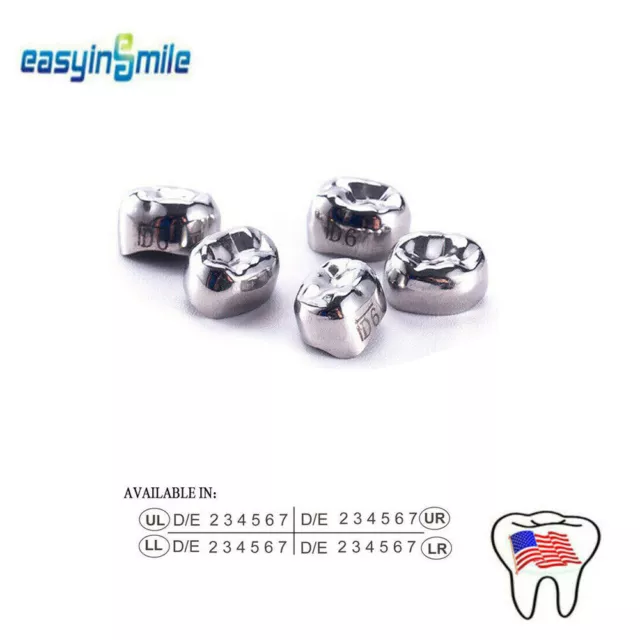Dental Kids Primary Molar Crowns Pediatric crown Stainless Steel Easyinsmile 5Pc