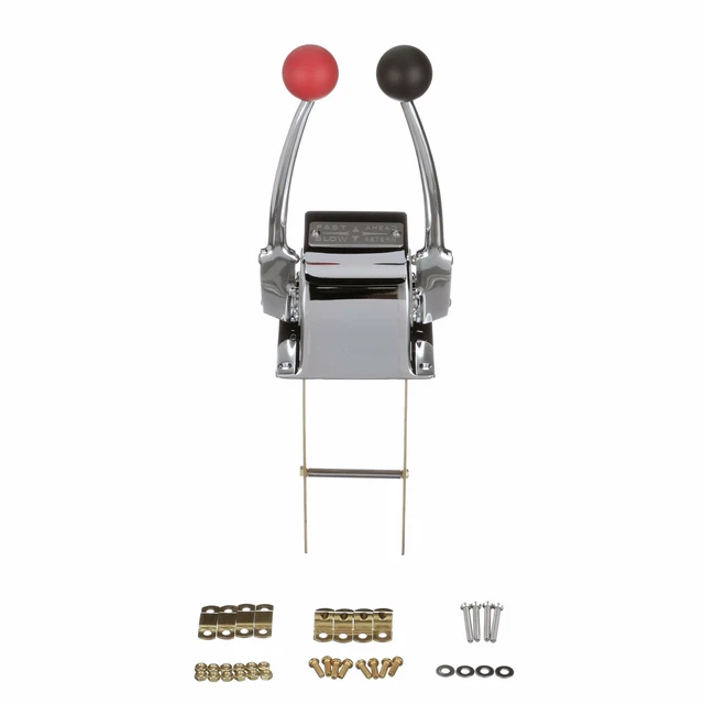 SEACHOICE 28401 Leva Doppia Controllo – Ottone Cromato – Rosso e Nero Pomello