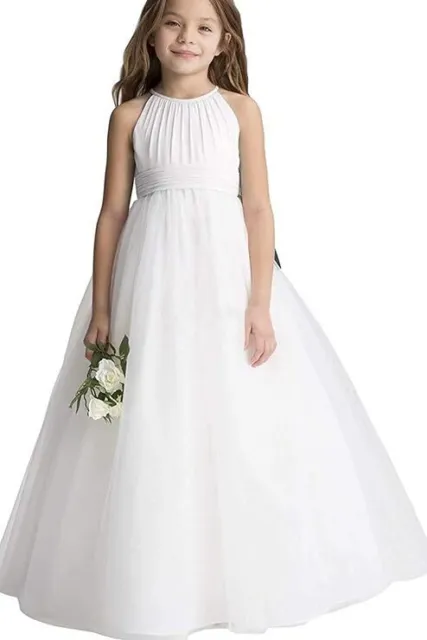 Mädchen Kleid Prinzessin Festliches Kleid Ärmelloses für Hochzeit Weiß