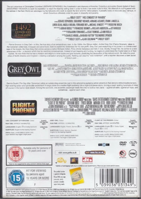 1492 - CONQUEST Of Paradise/Grey Owl/Flight Of The Phoenix DVD Drama ...