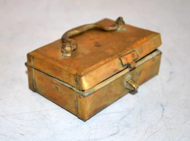 Old Antique Indian Brass Gold Polish Opium Snuff Powder Betel Nut Box Islamic